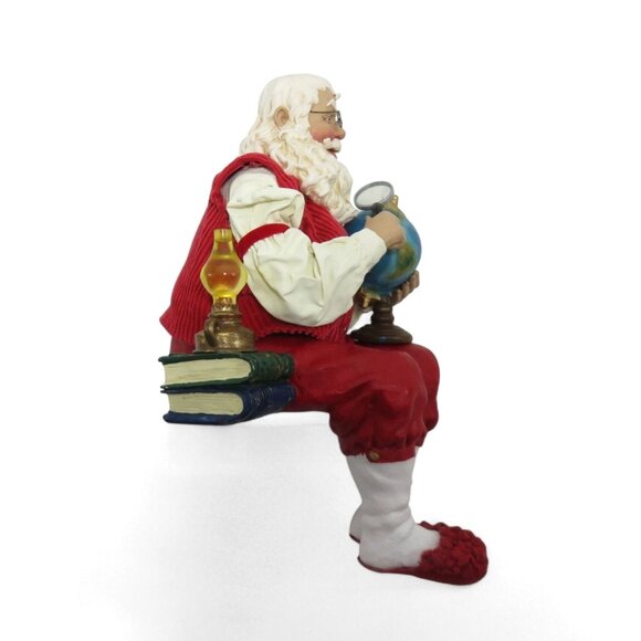 TRADITIONS Santa Claus Shelf Figurine with Globe and Magnifying Glass Vintage 10 - Picture 3 of 12